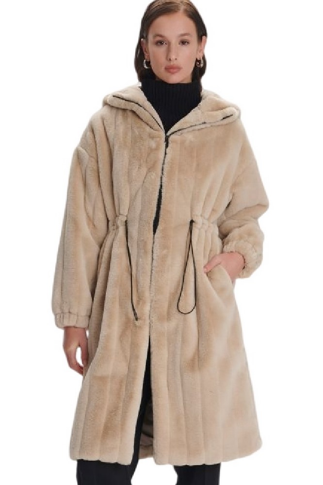 ALE FUR COAT WITH LACE UP 8920241 ΠΑΛΤΟ ΓΥΝΑΙΚΕΙΟ BEIGE