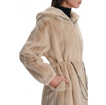 ALE FUR COAT WITH LACE UP 8920241 ΠΑΛΤΟ ΓΥΝΑΙΚΕΙΟ BEIGE