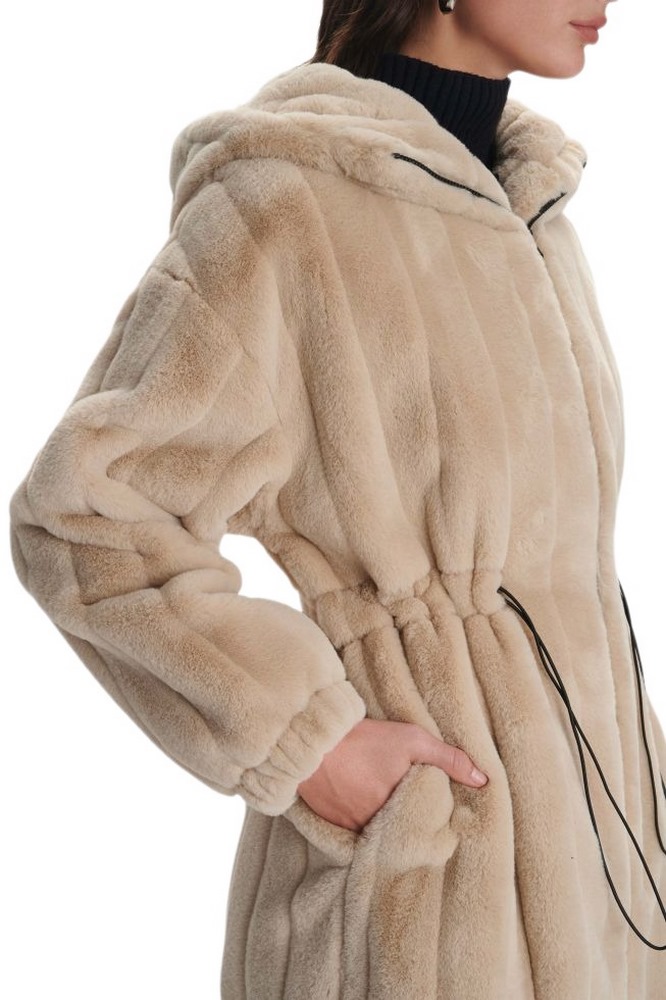 ALE FUR COAT WITH LACE UP 8920241 ΠΑΛΤΟ ΓΥΝΑΙΚΕΙΟ BEIGE