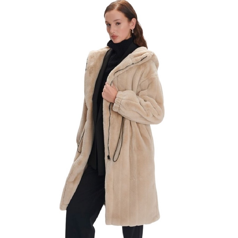 ALE FUR COAT WITH LACE UP 8920241 ΠΑΛΤΟ ΓΥΝΑΙΚΕΙΟ BEIGE