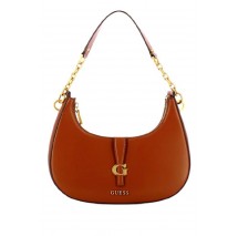 GUESS KUBA TOP ZIP SHOULDER BAG ΤΣΑΝΤΑ ΓΥΝΑΙΚΕΙΑ COGNAC