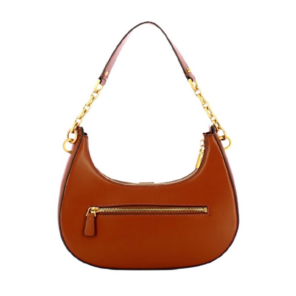 GUESS KUBA TOP ZIP SHOULDER BAG ΤΣΑΝΤΑ ΓΥΝΑΙΚΕΙΑ COGNAC