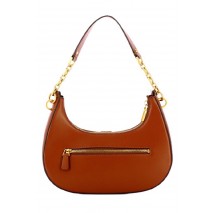 GUESS KUBA TOP ZIP SHOULDER BAG ΤΣΑΝΤΑ ΓΥΝΑΙΚΕΙΑ COGNAC