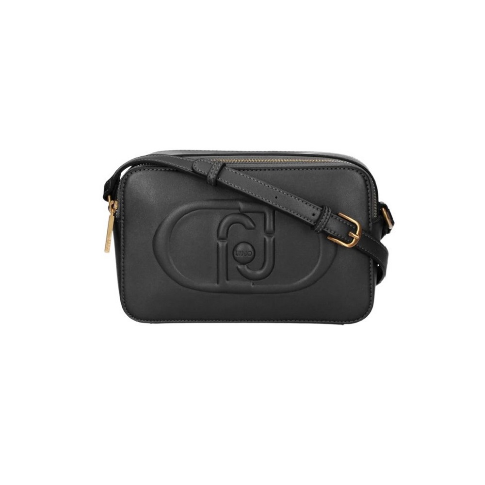 LIU JO LOGO EMBOSSED CROSS BODY BAG AF4248E0332 ΤΣΑΝΤΑ ΓΥΝΑΙΚΕΙΑ BLACK