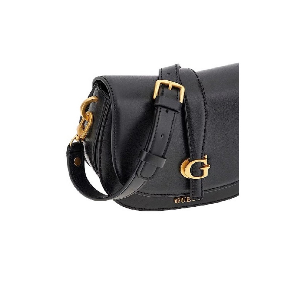 GUESS KUBA MINI CROSSBODY FLAP ΤΣΑΝΤΑ ΓΥΝΑΙΚΕΙΑ BLACK