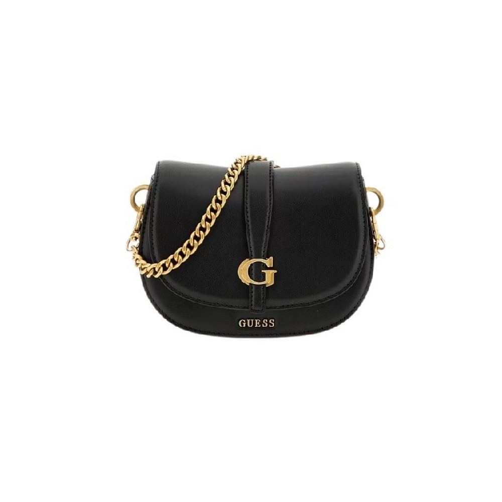 GUESS KUBA MINI CROSSBODY FLAP ΤΣΑΝΤΑ ΓΥΝΑΙΚΕΙΑ BLACK