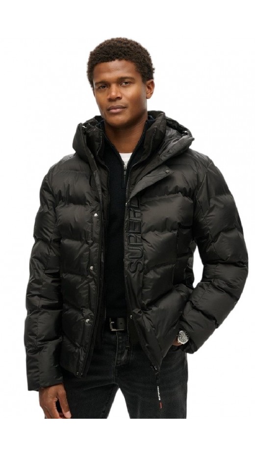 SUPERDRY D3 OVIN HOODED CITY GRAPHIC PUFFER JKT ΜΠΟΥΦΑΝ ΑΝΔΡΙΚΟ BLACK