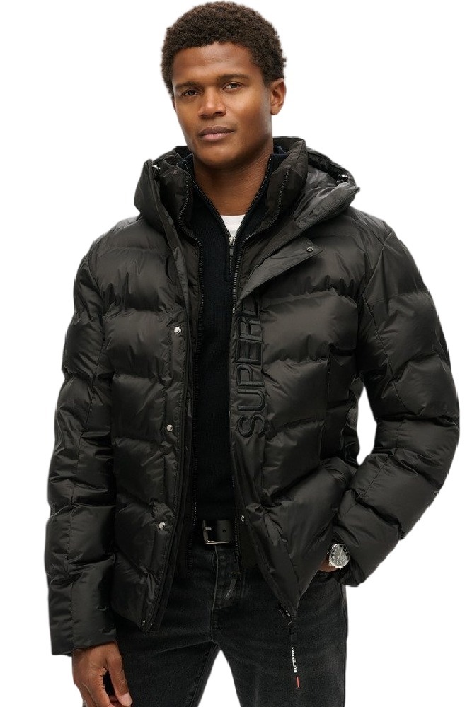 SUPERDRY D3 OVIN HOODED CITY GRAPHIC PUFFER JKT ΜΠΟΥΦΑΝ ΑΝΔΡΙΚΟ BLACK