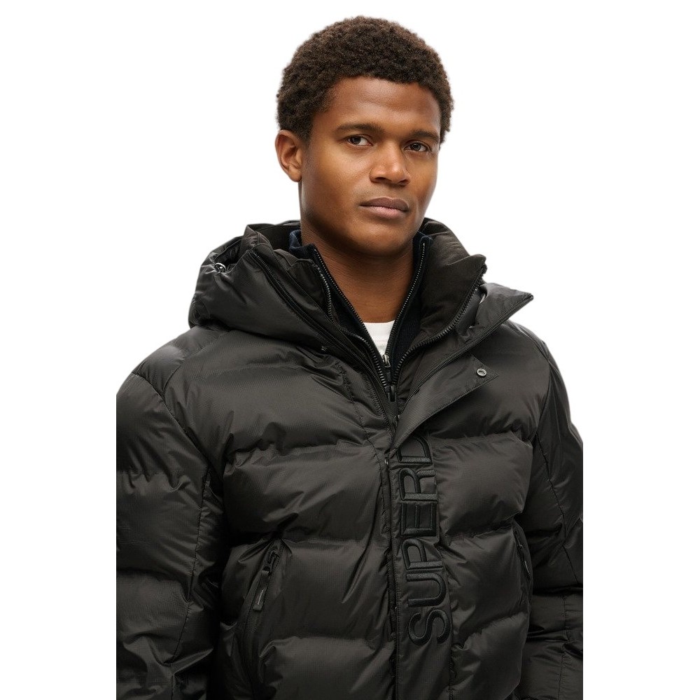 SUPERDRY D3 OVIN HOODED CITY GRAPHIC PUFFER JKT ΜΠΟΥΦΑΝ ΑΝΔΡΙΚΟ BLACK