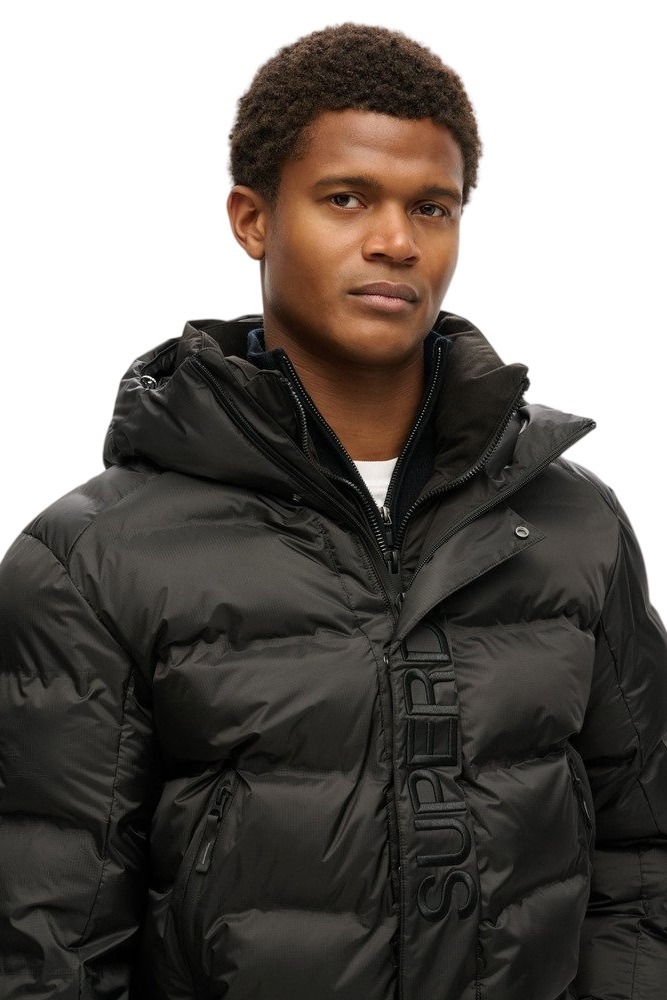 SUPERDRY D3 OVIN HOODED CITY GRAPHIC PUFFER JKT ΜΠΟΥΦΑΝ ΑΝΔΡΙΚΟ BLACK