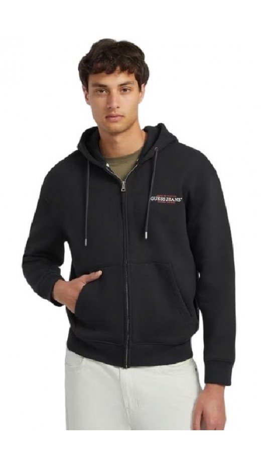 GUESS JEANS AMERICAN TRADITION ZIP-UP HOODIE ΖΑΚΕΤΑ ΦΟΥΤΕΡ ΑΝΔΡΙΚΗ BLACK