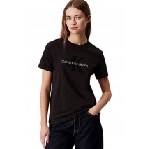 CALVIN KLEIN JEANS CHENILLE MONOLOGO REGULAR TEE T-SHIRT ΜΠΛΟΥΖΑ ΓΥΝΑΙΚΕΙΑ BLACK