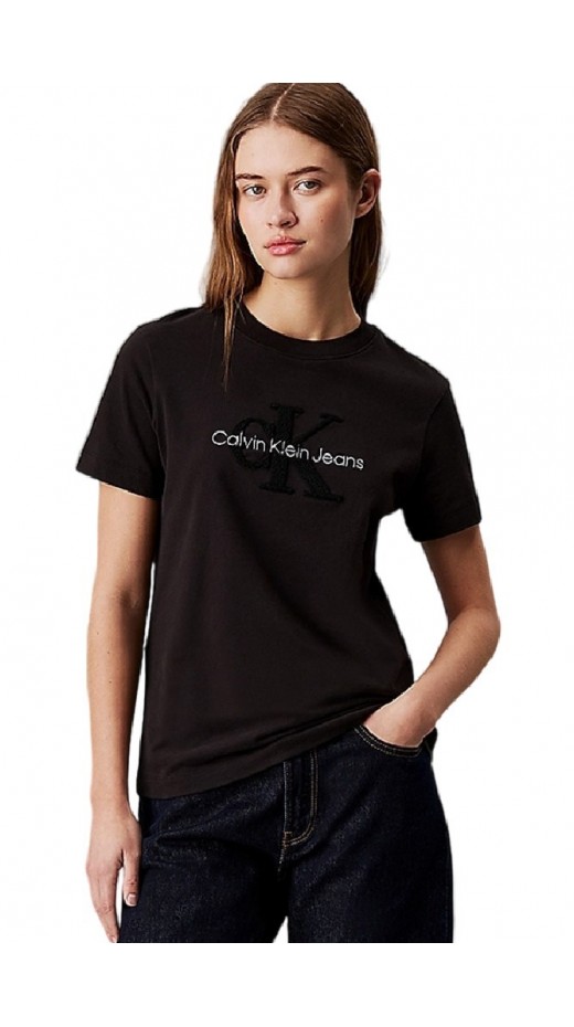 CALVIN KLEIN JEANS CHENILLE MONOLOGO REGULAR TEE T-SHIRT ΜΠΛΟΥΖΑ ΓΥΝΑΙΚΕΙΑ BLACK