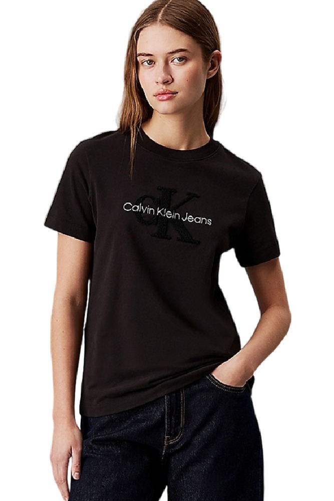 CALVIN KLEIN JEANS CHENILLE MONOLOGO REGULAR TEE T-SHIRT ΜΠΛΟΥΖΑ ΓΥΝΑΙΚΕΙΑ BLACK