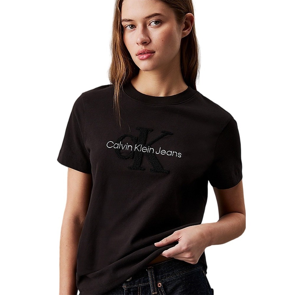 CALVIN KLEIN JEANS CHENILLE MONOLOGO REGULAR TEE T-SHIRT ΜΠΛΟΥΖΑ ΓΥΝΑΙΚΕΙΑ BLACK