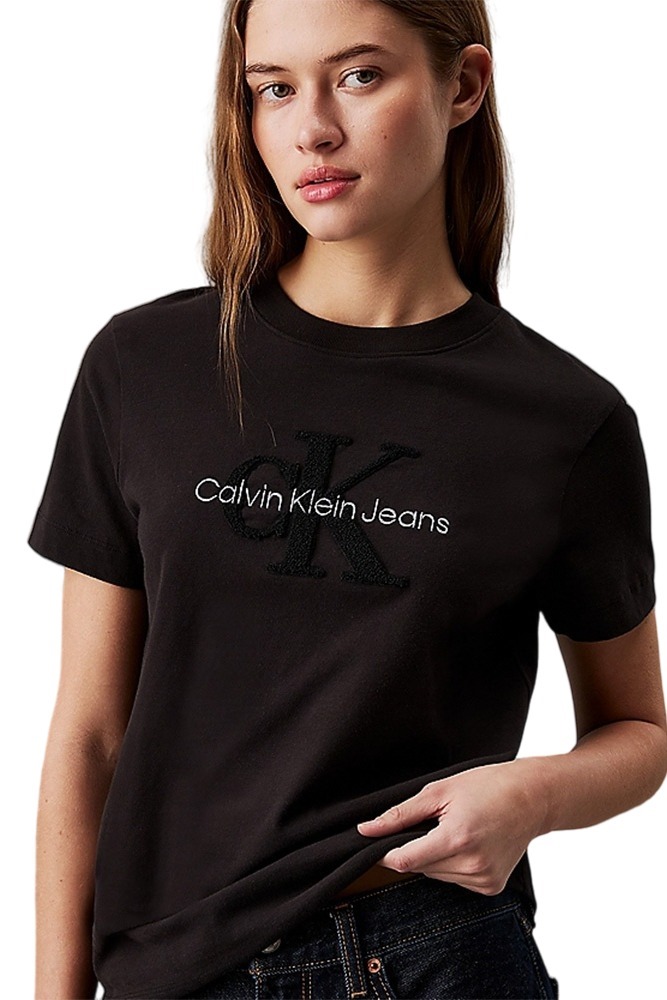 CALVIN KLEIN JEANS CHENILLE MONOLOGO REGULAR TEE T-SHIRT ΜΠΛΟΥΖΑ ΓΥΝΑΙΚΕΙΑ BLACK