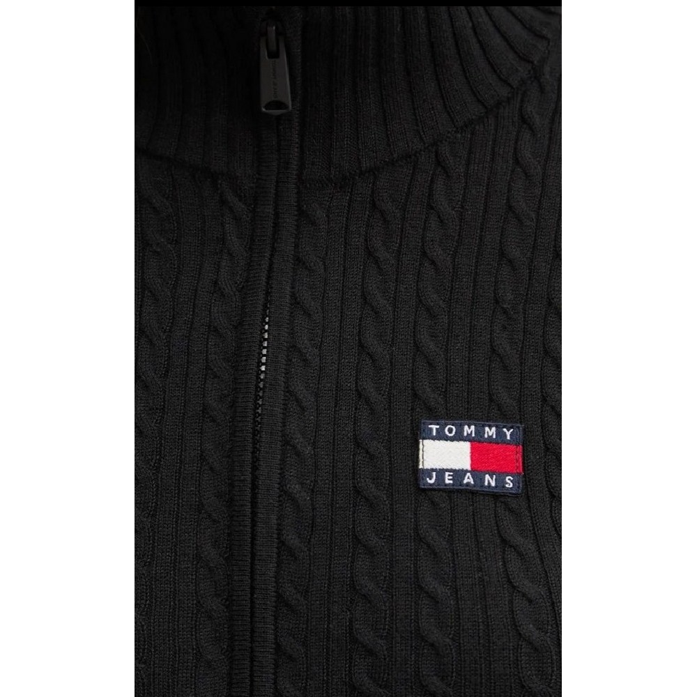 TOMMY JEANS ZIP-THRU CABLE CARDIGAN ΖΑΚΕΤΑ ΓΥΝΑΙΚΕΙΑ BLACK