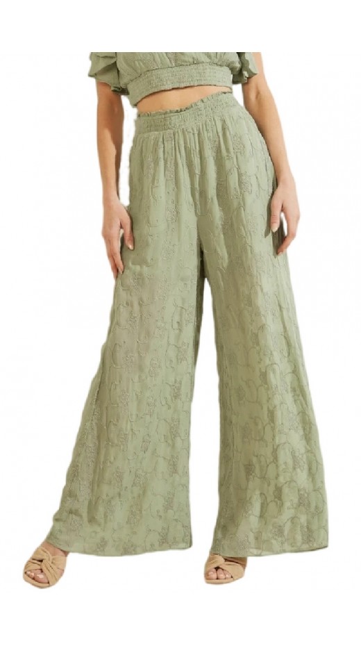 GUESS DEXIE PLAZZO PANT ΠΑΝΤΕΛΟΝΙ ΓΥΝΑΙΚΕΙΟ KHAKI