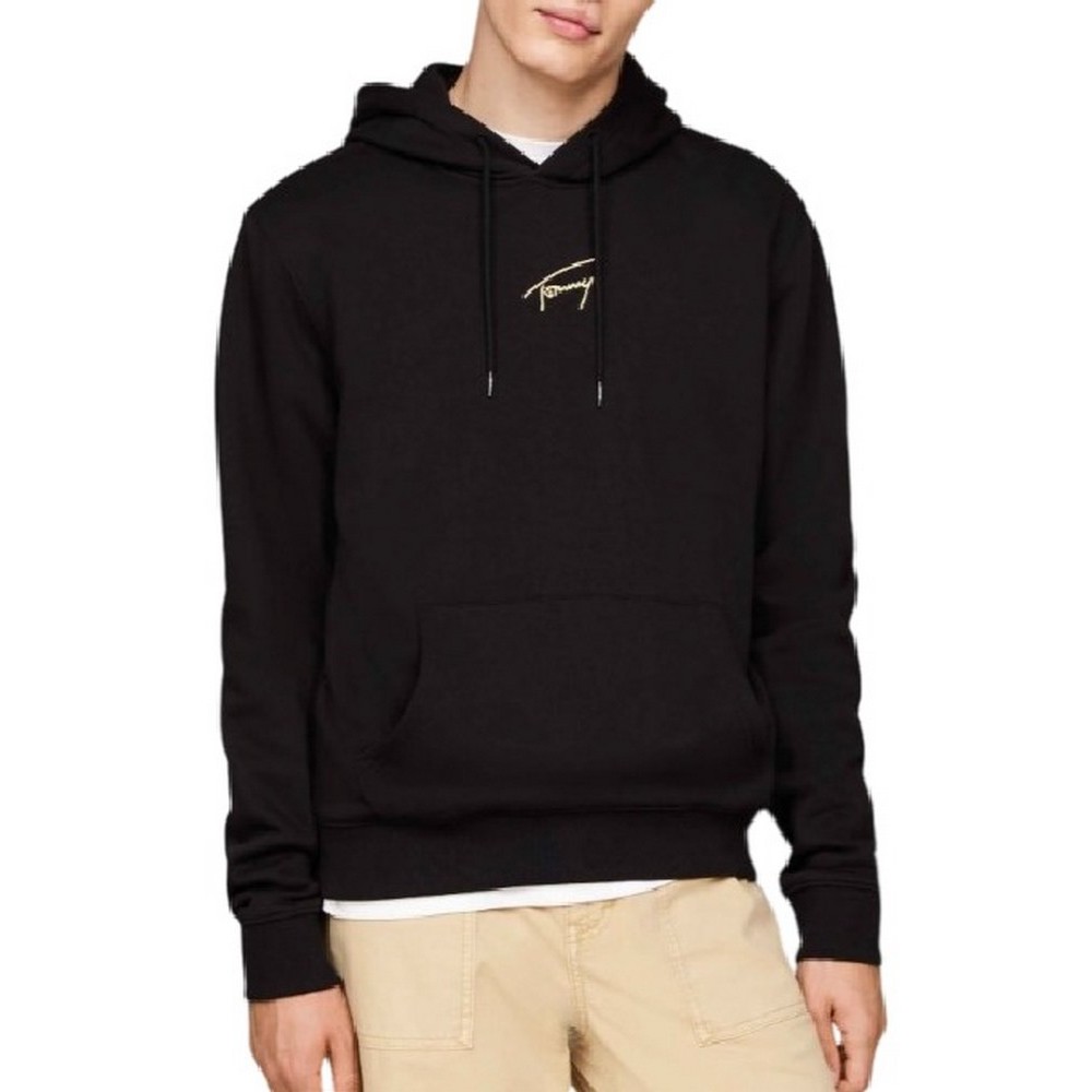 TOMMY JEANS REG GOLD SIGNT HOODIE EXT ΜΠΛΟΥΖΑ ΦΟΥΤΕΡ ΑΝΔΡΙΚΗ BLACK