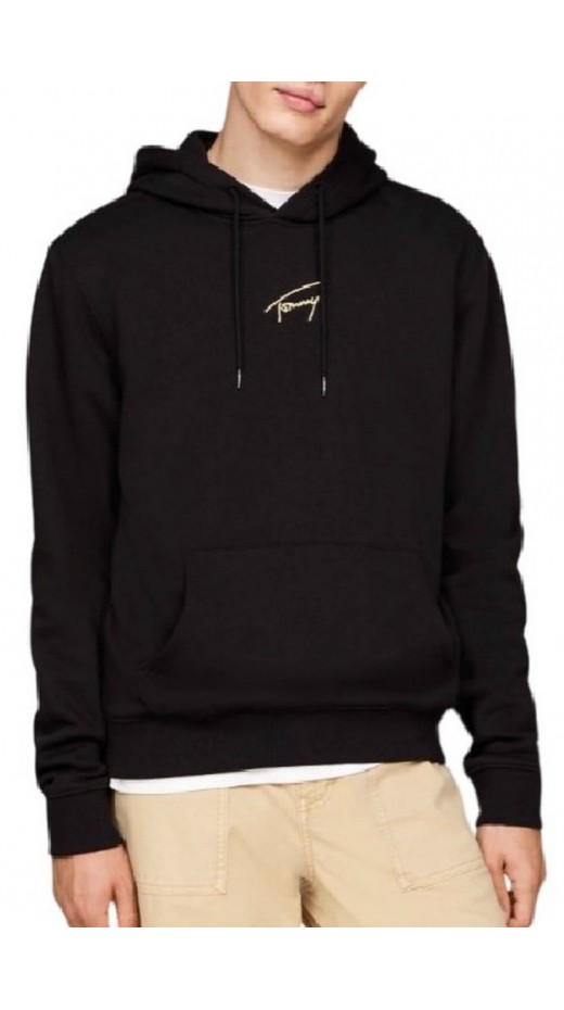 TOMMY JEANS REG GOLD SIGNT HOODIE EXT ΜΠΛΟΥΖΑ ΦΟΥΤΕΡ ΑΝΔΡΙΚΗ BLACK