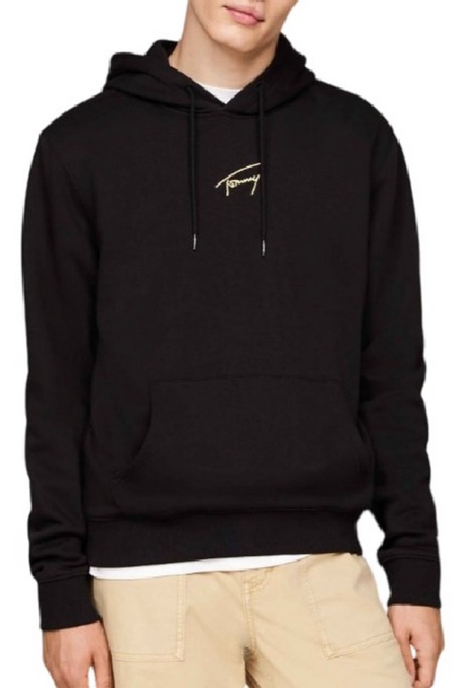 TOMMY JEANS REG GOLD SIGNT HOODIE EXT ΜΠΛΟΥΖΑ ΦΟΥΤΕΡ ΑΝΔΡΙΚΗ BLACK