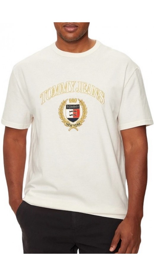 TOMMY JEANS REG TJ GOLD CREST TEE T-SHIRT ΜΠΛΟΥΖΑ ΑΝΔΡΙΚΗ OFF WHITE