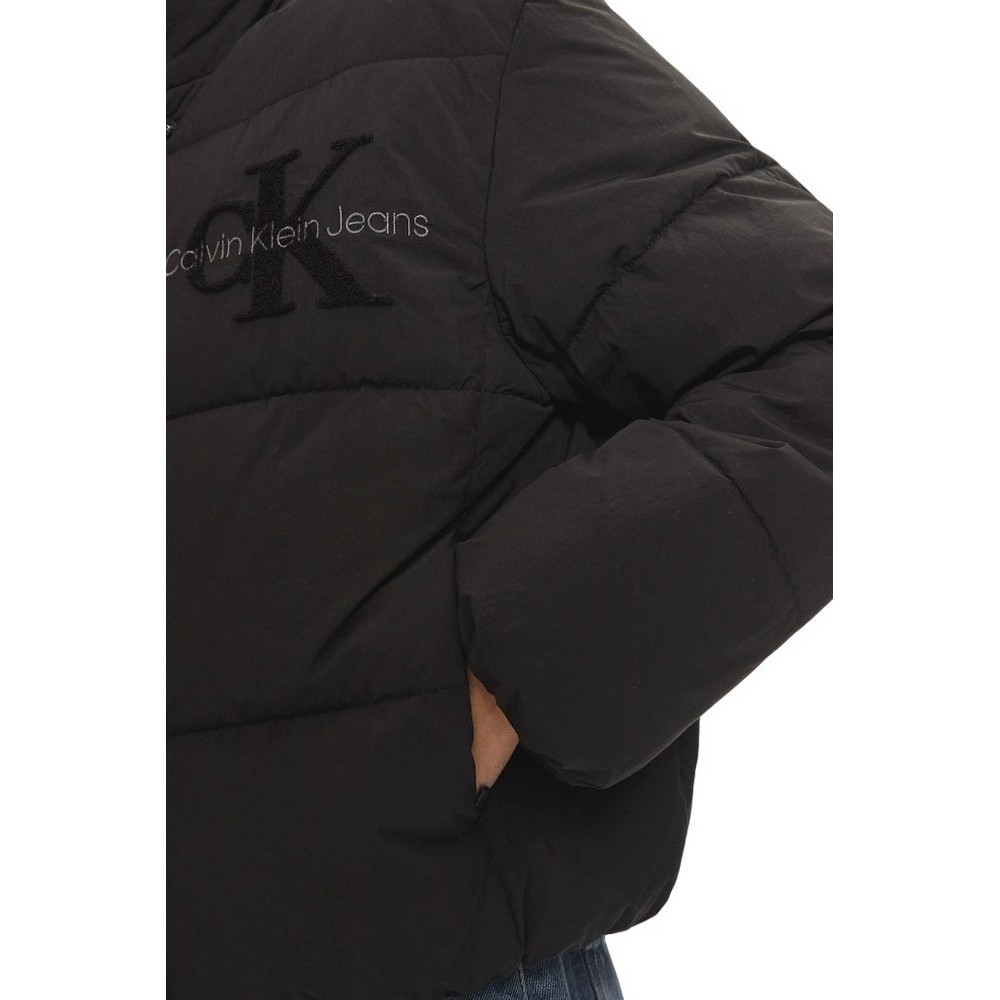 CALVIN KLEIN JEANS CHENILLE MONOLOGO PUFFER ΜΠΟΥΦΑΝ ΓΥΝΑΙΚΕΙΟ BLACK