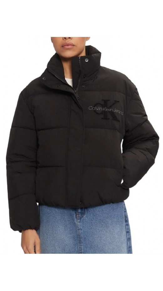 CALVIN KLEIN JEANS CHENILLE MONOLOGO PUFFER ΜΠΟΥΦΑΝ ΓΥΝΑΙΚΕΙΟ BLACK