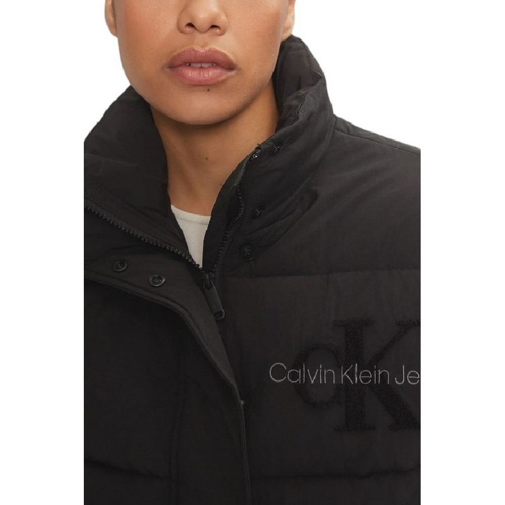 CALVIN KLEIN JEANS CHENILLE MONOLOGO PUFFER ΜΠΟΥΦΑΝ ΓΥΝΑΙΚΕΙΟ BLACK