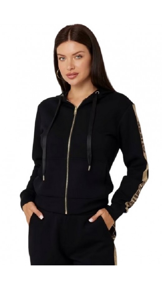 GUESS HOOD STUDS LOGO SWEATSHIRT ΖΑΚΕΤΑ ΓΥΝΑΙΚΕΙΑ BLACK