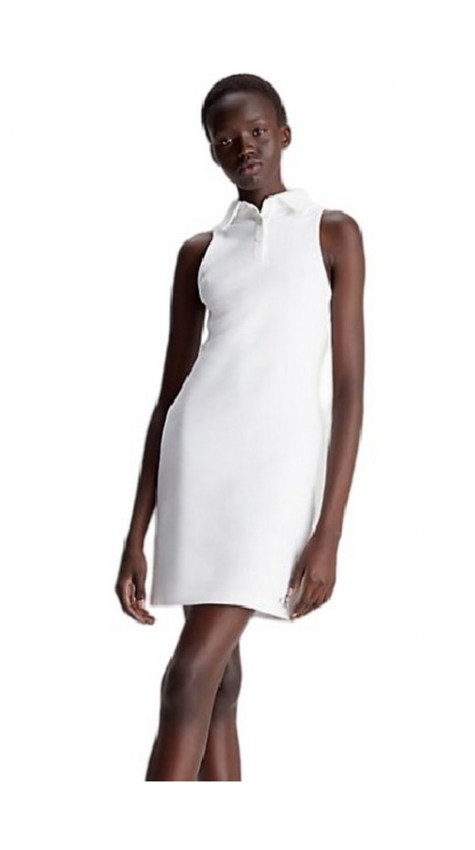 CALVIN KLEIN JEANS WAFFLE POLO DRESS ΦΟΡΕΜΑ ΓΥΝΑΙΚΕΙΟ WHITE