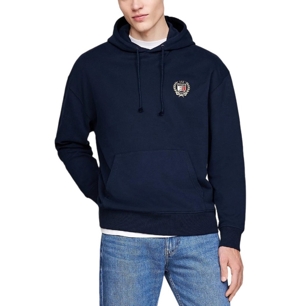 TOMMY HILFIGER REG TJ FLAG CREST HOOD ΜΠΛΟΥΖΑ ΦΟΥΤΕΡ ΑΝΔΡΙΚΗ NAVY