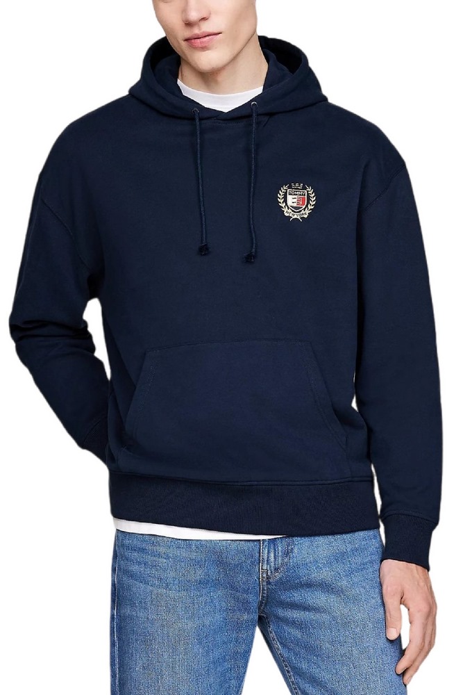 TOMMY JEANS REG FLAG CREST HOOD ΜΠΛΟΥΖΑ ΦΟΥΤΕΡ ΑΝΔΡΙΚΗ NAVY