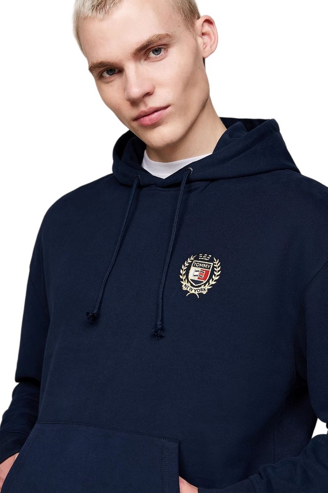 TOMMY HILFIGER REG TJ FLAG CREST HOOD ΜΠΛΟΥΖΑ ΦΟΥΤΕΡ ΑΝΔΡΙΚΗ NAVY