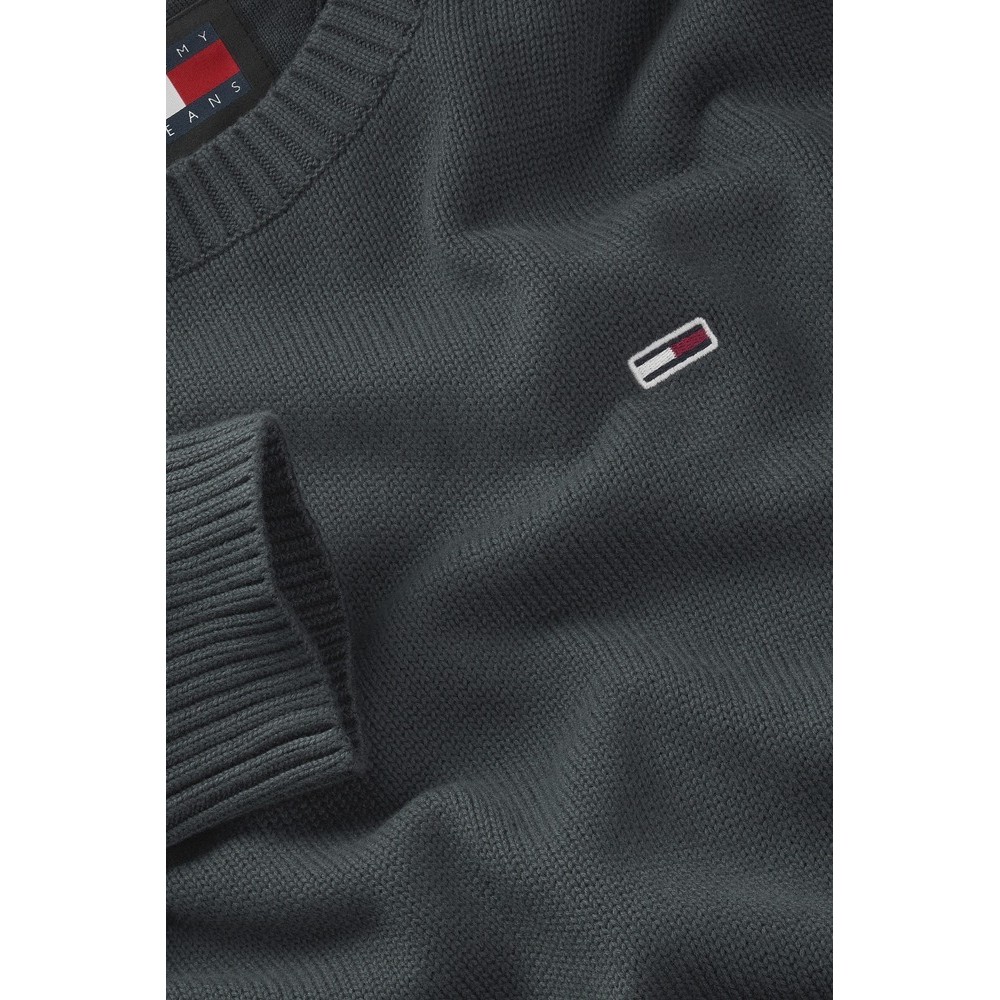 TOMMY HILFIGER SLIM ESSNTLS C-NECK SWEATER ΜΠΛΟΥΖΑ ΠΛΕΚΤΗ ΑΝΔΡΙΚΗ CHARCOAL