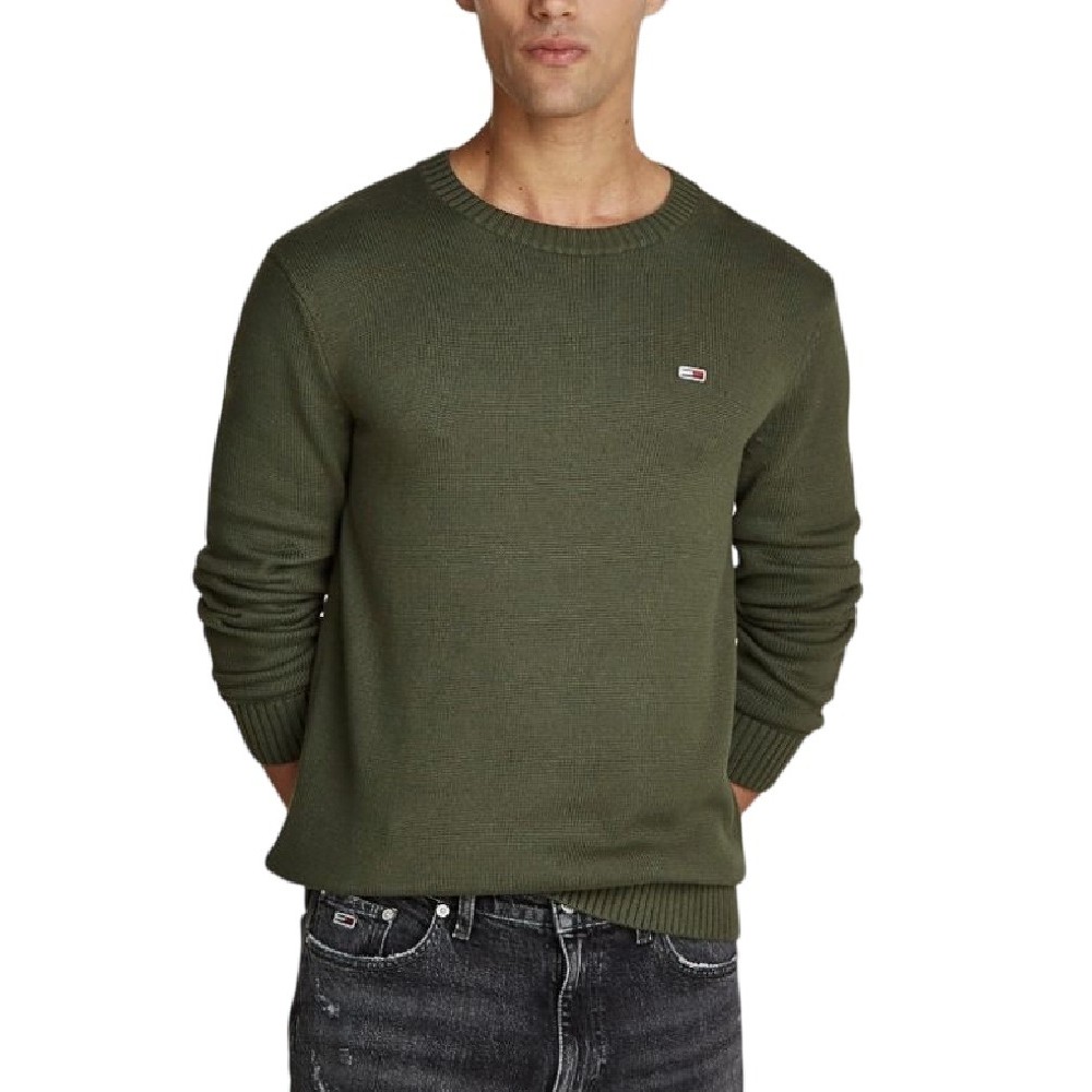 TOMMY HILFIGER SLIM ESSNTLS C-NECK SWEATER ΜΠΛΟΥΖΑ ΠΛΕΚΤΗ ΑΝΔΡΙΚΗ GREEN