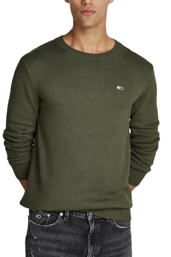 TOMMY JEANS SLIM ESSNTLS C-NECK SWEATER ΜΠΛΟΥΖΑ ΠΛΕΚΤΗ ΑΝΔΡΙΚΗ GREEN