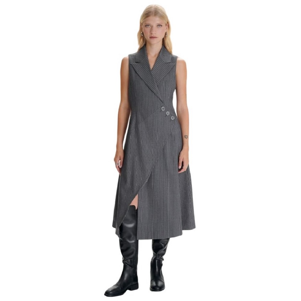 ALE ASYMMETRIC STRIPED VEST DRESS 8919205 ΦΟΡΕΜΑ ΓΥΝΑΙΚΕΙΟ GREY