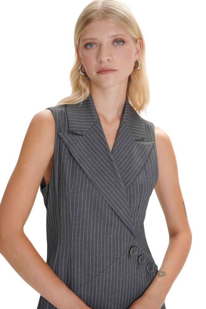 ALE ASYMMETRIC STRIPED VEST DRESS 8919205 ΦΟΡΕΜΑ ΓΥΝΑΙΚΕΙΟ GREY