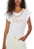 GUESS CN CRYSTAL LOGO TEE T-SHIRT ΜΠΛΟΥΖΑ ΓΥΝΑΙΚΕΙΑ WHITE