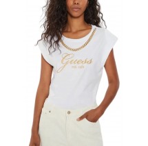 GUESS CN CRYSTAL LOGO TEE T-SHIRT ΜΠΛΟΥΖΑ ΓΥΝΑΙΚΕΙΑ WHITE