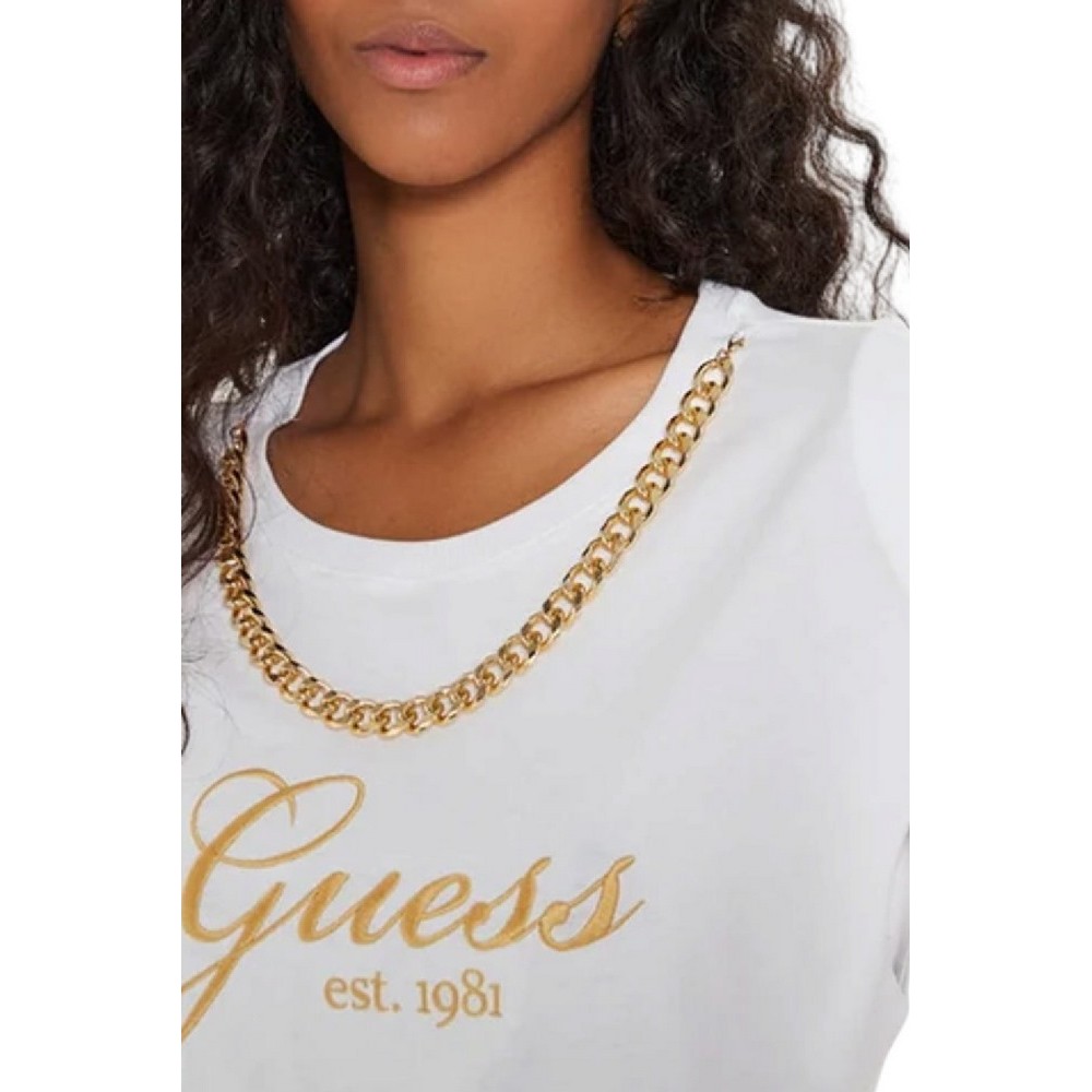 GUESS CN CRYSTAL LOGO TEE T-SHIRT ΜΠΛΟΥΖΑ ΓΥΝΑΙΚΕΙΑ WHITE