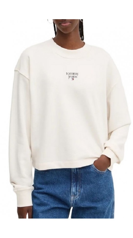 TOMMY JEANS ESSENTIAL LOGO 1 CREW ΜΠΛΟΥΖΑ ΦΟΥΤΕΡ ΓΥΝΑΙΚΕΙΟ WHITE