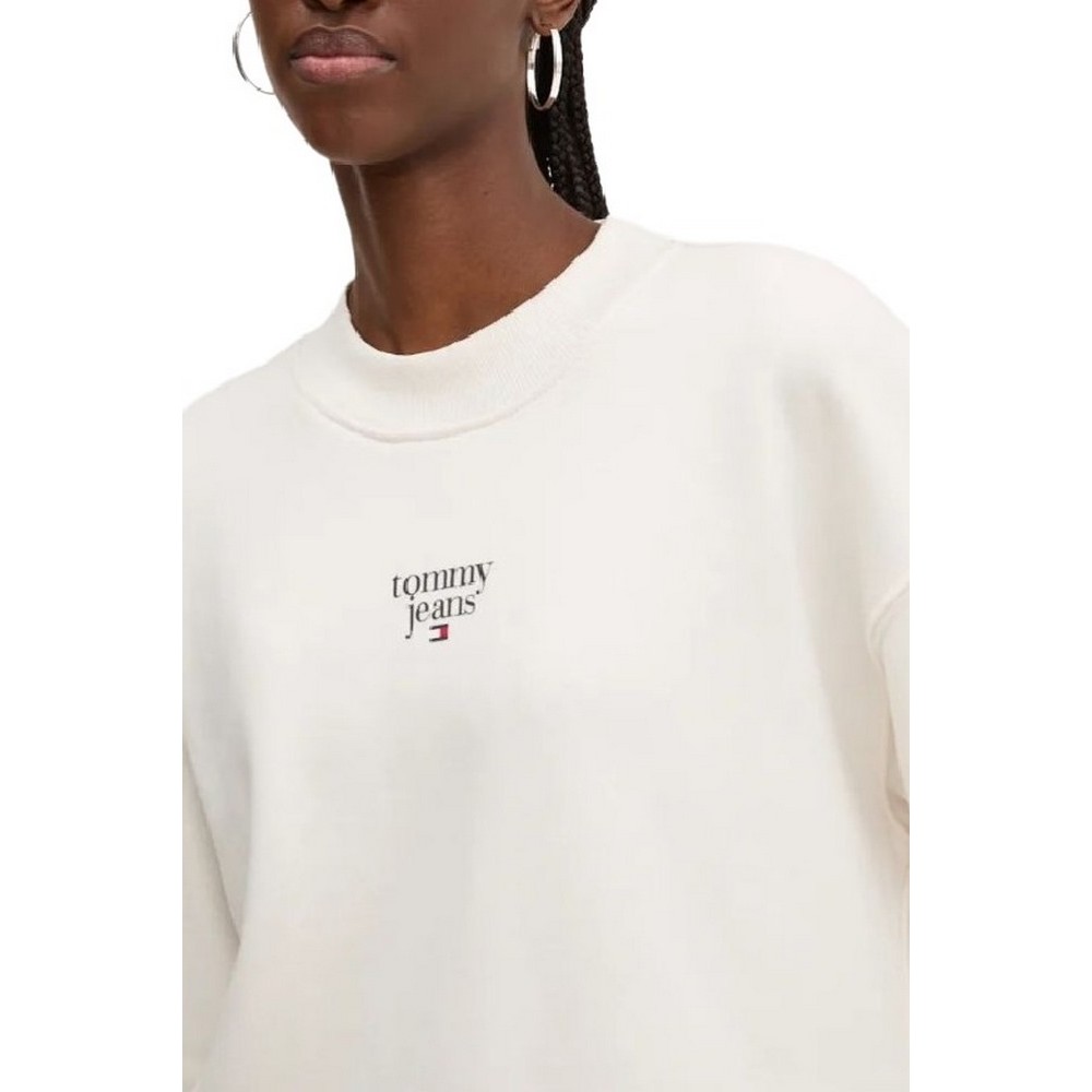 TOMMY JEANS ESSENTIAL LOGO 1 CREW ΜΠΛΟΥΖΑ ΦΟΥΤΕΡ ΓΥΝΑΙΚΕΙΟ WHITE