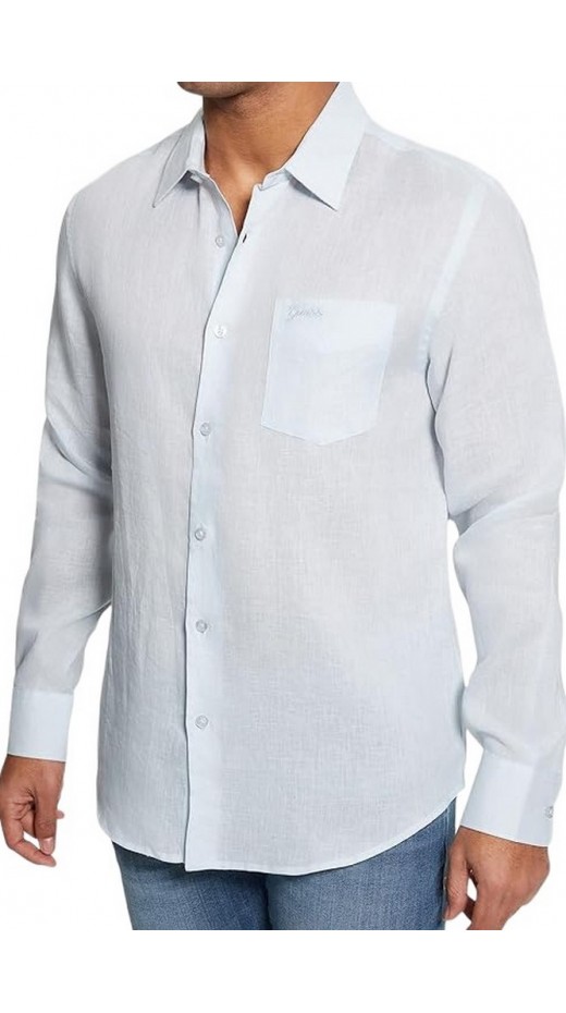 GUESS ISLAND LINEN SHIRT ΠΟΥΚΑΜΙΣΟ ΑΝΔΡΙΚΟ CIEL