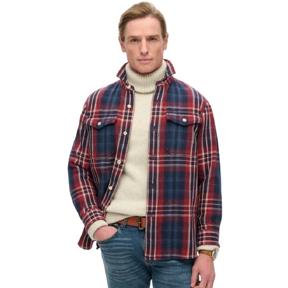 SUPERDRY D3 MRCH MERCHANT HEAVY CHECKED SHIRT ΠΟΥΚΑΜΙΣΟ ΑΝΔΡΙΚΟ NAVY