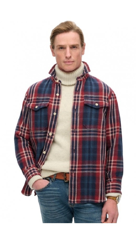 SUPERDRY D3 MRCH MERCHANT HEAVY CHECKED SHIRT ΠΟΥΚΑΜΙΣΟ ΑΝΔΡΙΚΟ NAVY