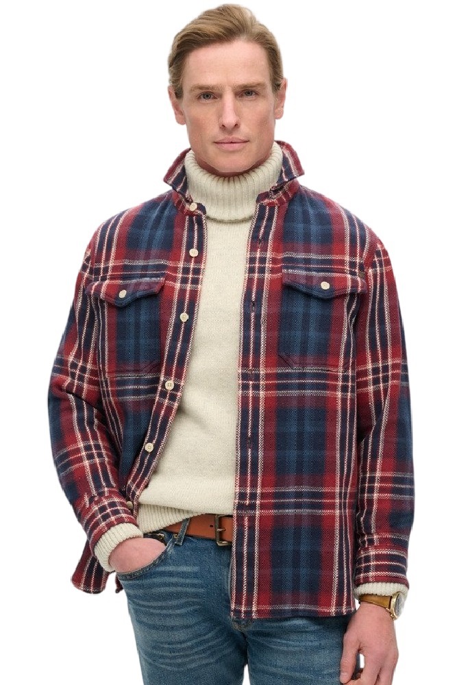 SUPERDRY D3 MRCH MERCHANT HEAVY CHECKED SHIRT ΠΟΥΚΑΜΙΣΟ ΑΝΔΡΙΚΟ NAVY