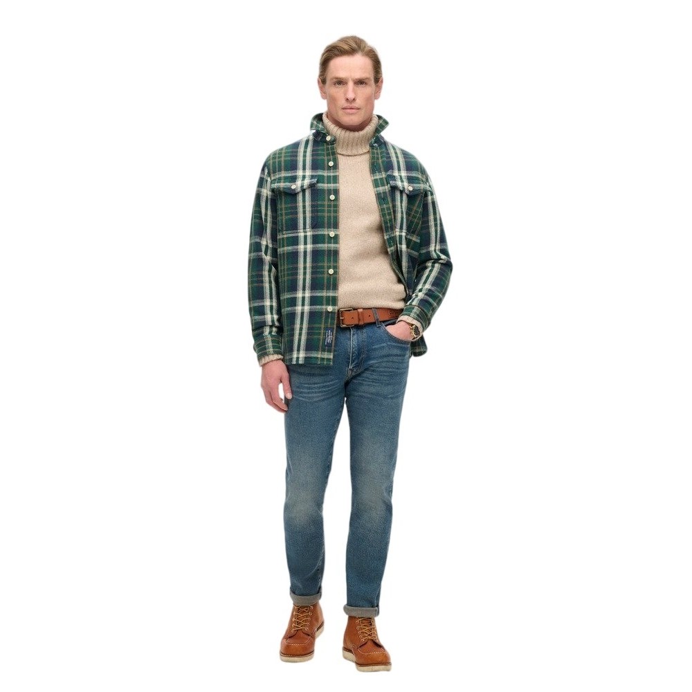 SUPERDRY D3 MRCH MERCHANT HEAVY CHECKED SHIRT ΠΟΥΚΑΜΙΣΟ ΑΝΔΡΙΚΟ GREEN