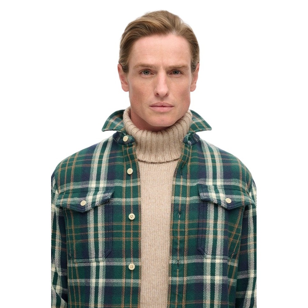 SUPERDRY D3 MRCH MERCHANT HEAVY CHECKED SHIRT ΠΟΥΚΑΜΙΣΟ ΑΝΔΡΙΚΟ GREEN